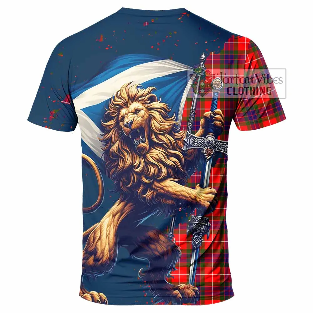 Abernethy Tartan Family Crest T-Shirt with Scottish Majestic Lion