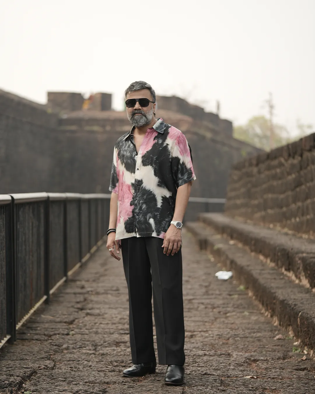 Abstract Fade Pure Bemberg Satin Short Sleeve Shirt