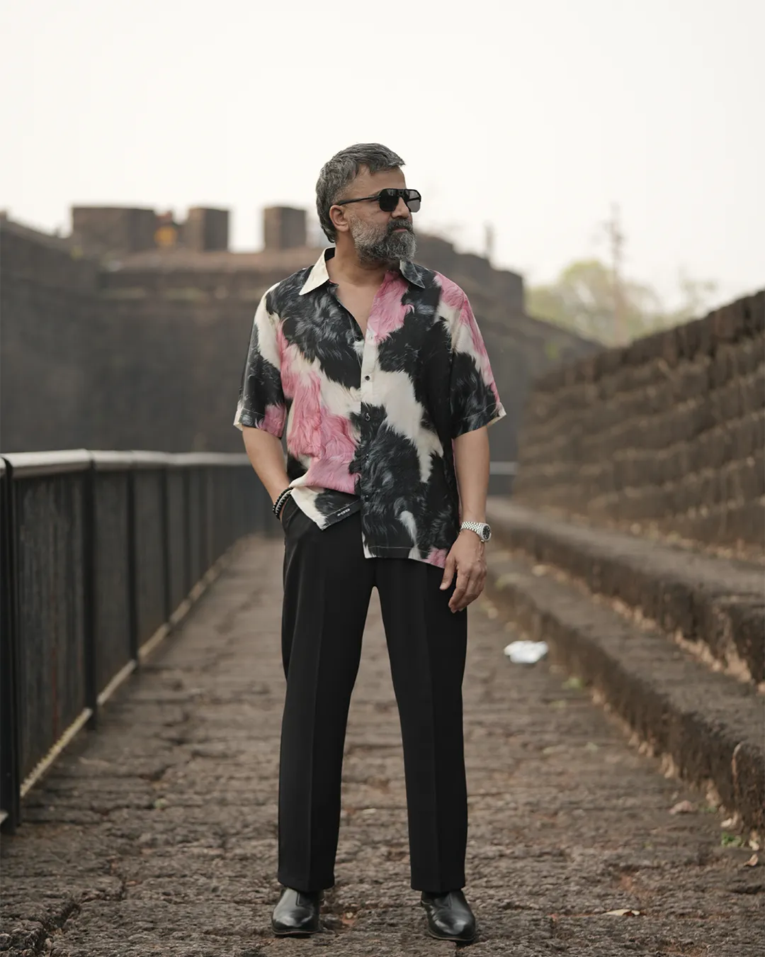Abstract Fade Pure Bemberg Satin Short Sleeve Shirt