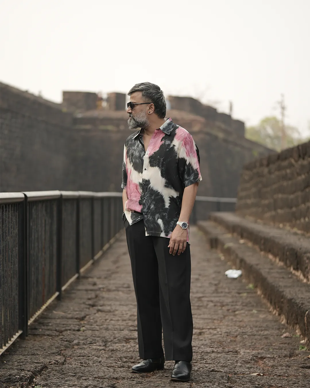 Abstract Fade Pure Bemberg Satin Short Sleeve Shirt