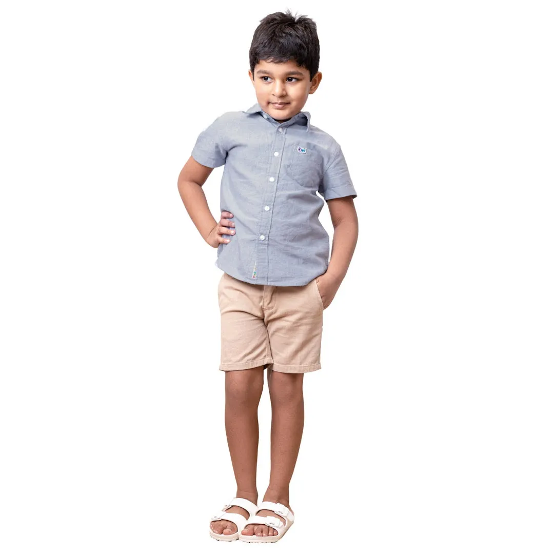 Boys Ash Grey Pure Cotton Shirt
