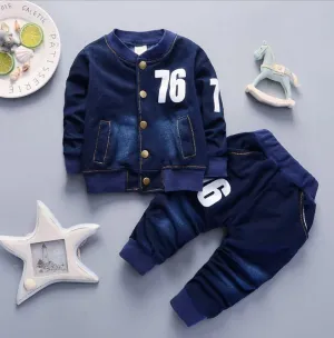 Boys Denim Long Sleeve Casual Suit