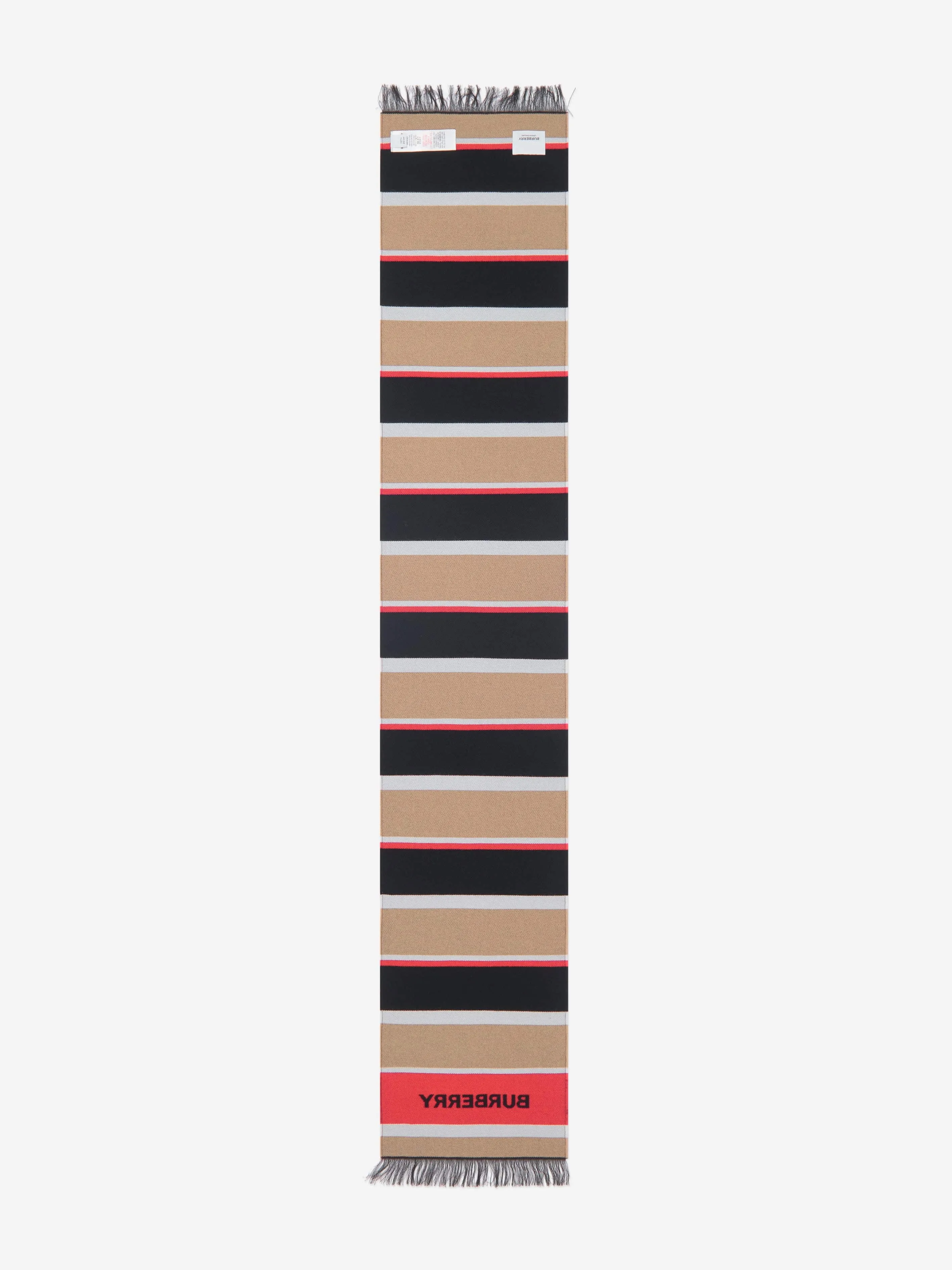 Burberry Kids Icon Rugby Stripe Scarf in Beige