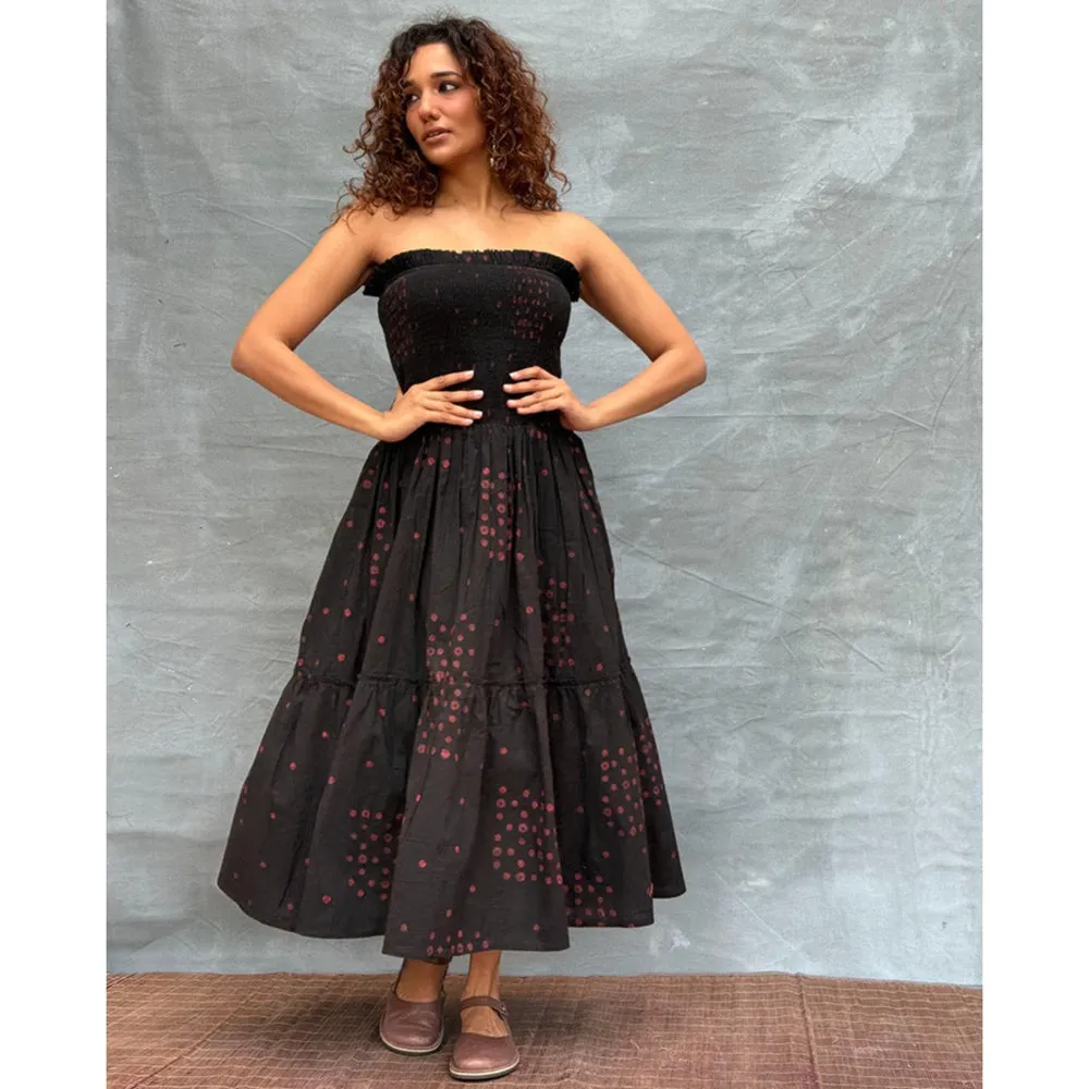 Chidiyaa Soil Crimson Earthrise printed Cotton Dress