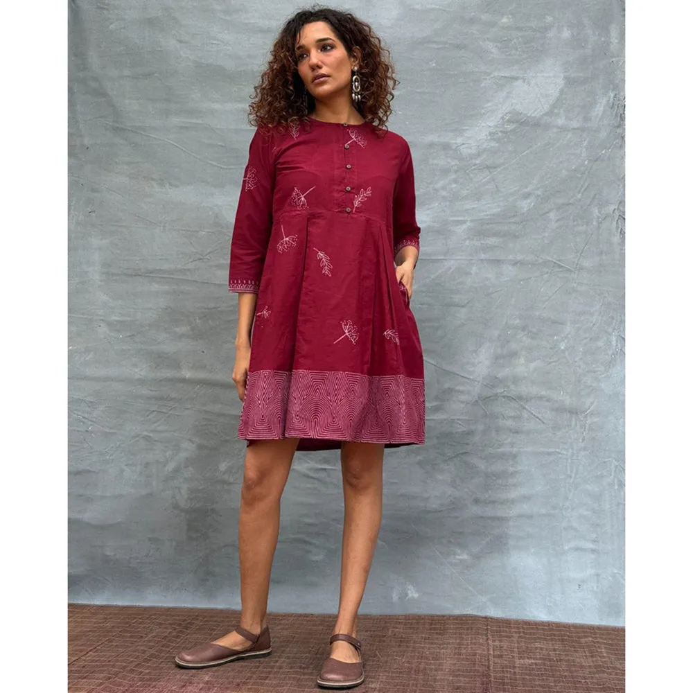 Chidiyaa Soil Honeydew Petals printed Cotton Dress