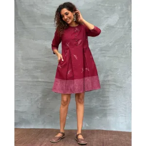 Chidiyaa Soil Honeydew Petals printed Cotton Dress