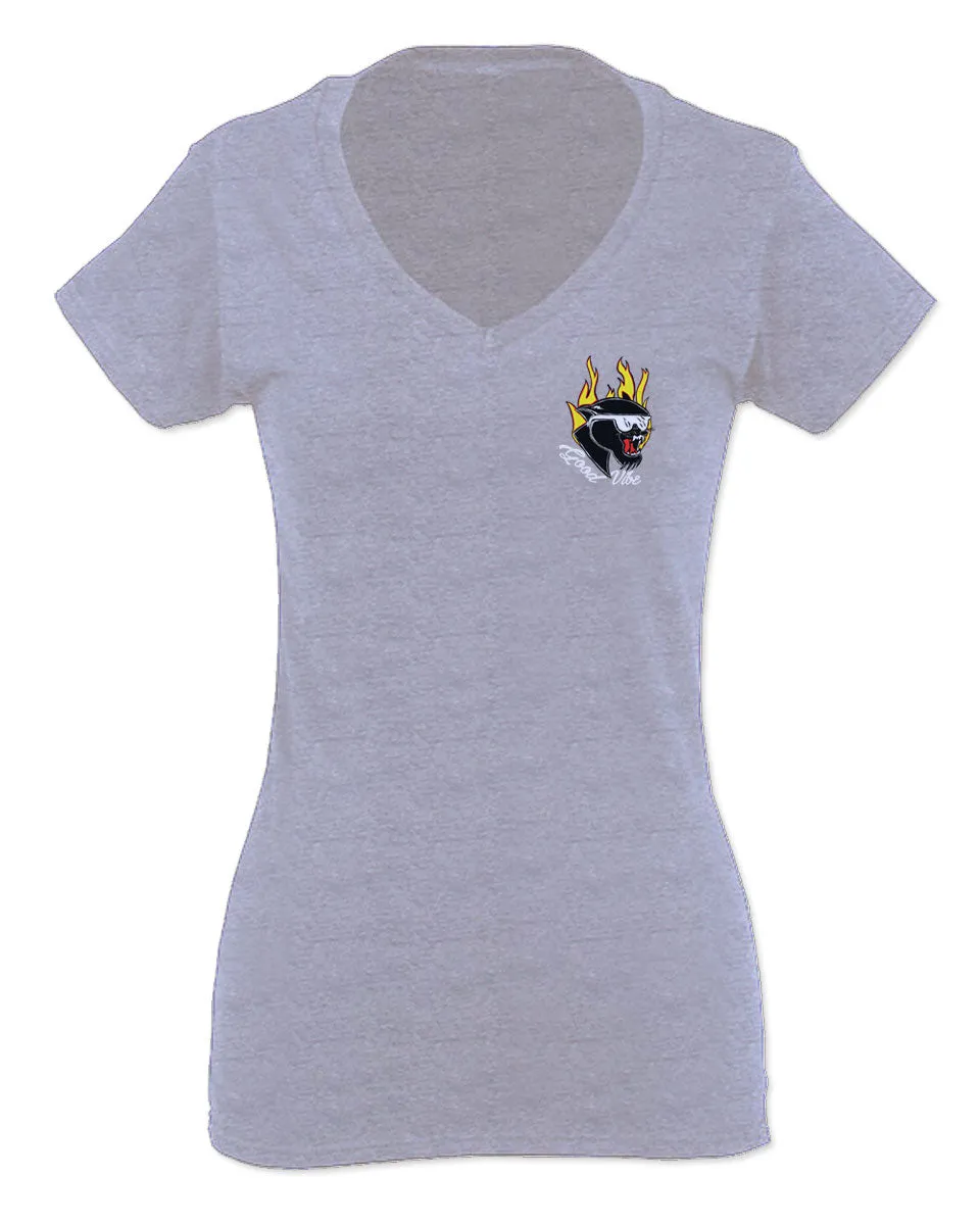 Cool Graphic Cartoon Puma 90'S Classic Good Vibe For Women V neck fitted T Shirt