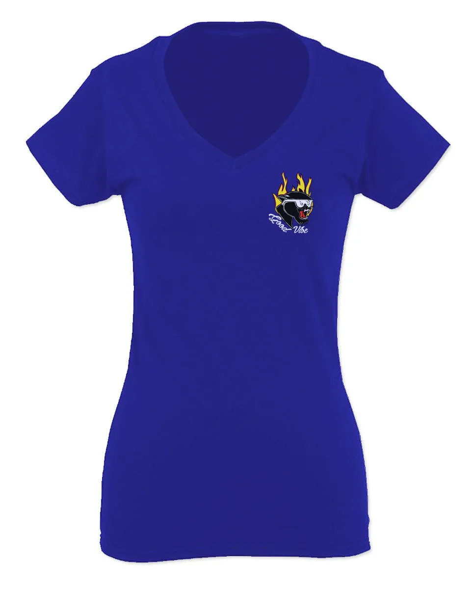 Cool Graphic Cartoon Puma 90'S Classic Good Vibe For Women V neck fitted T Shirt
