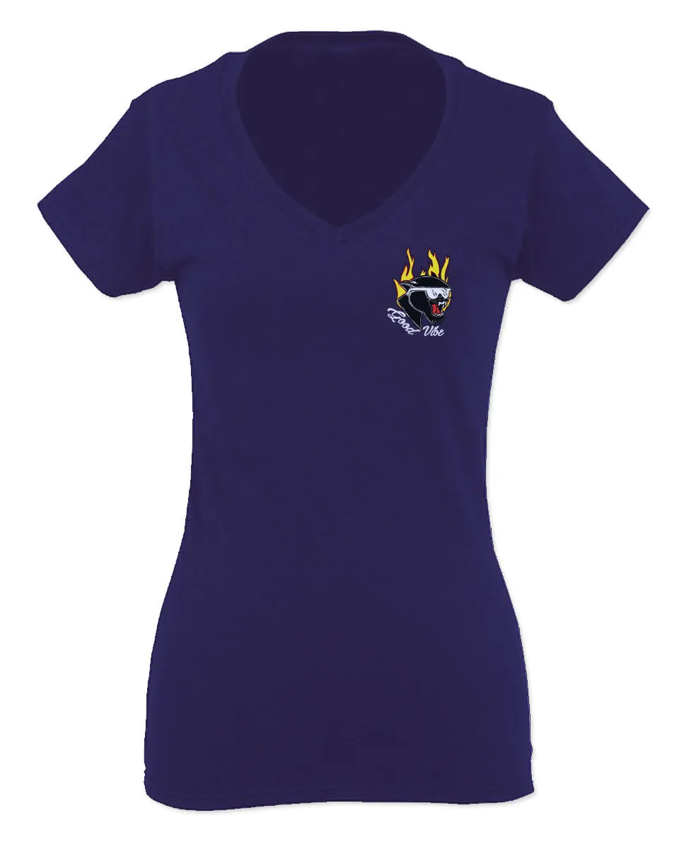 Cool Graphic Cartoon Puma 90'S Classic Good Vibe For Women V neck fitted T Shirt