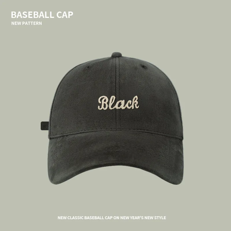 Deepened brushed baseball cap men's autumn and winter letter embroidery wide brim peaked cap couple outdoor sports versatile trend  1