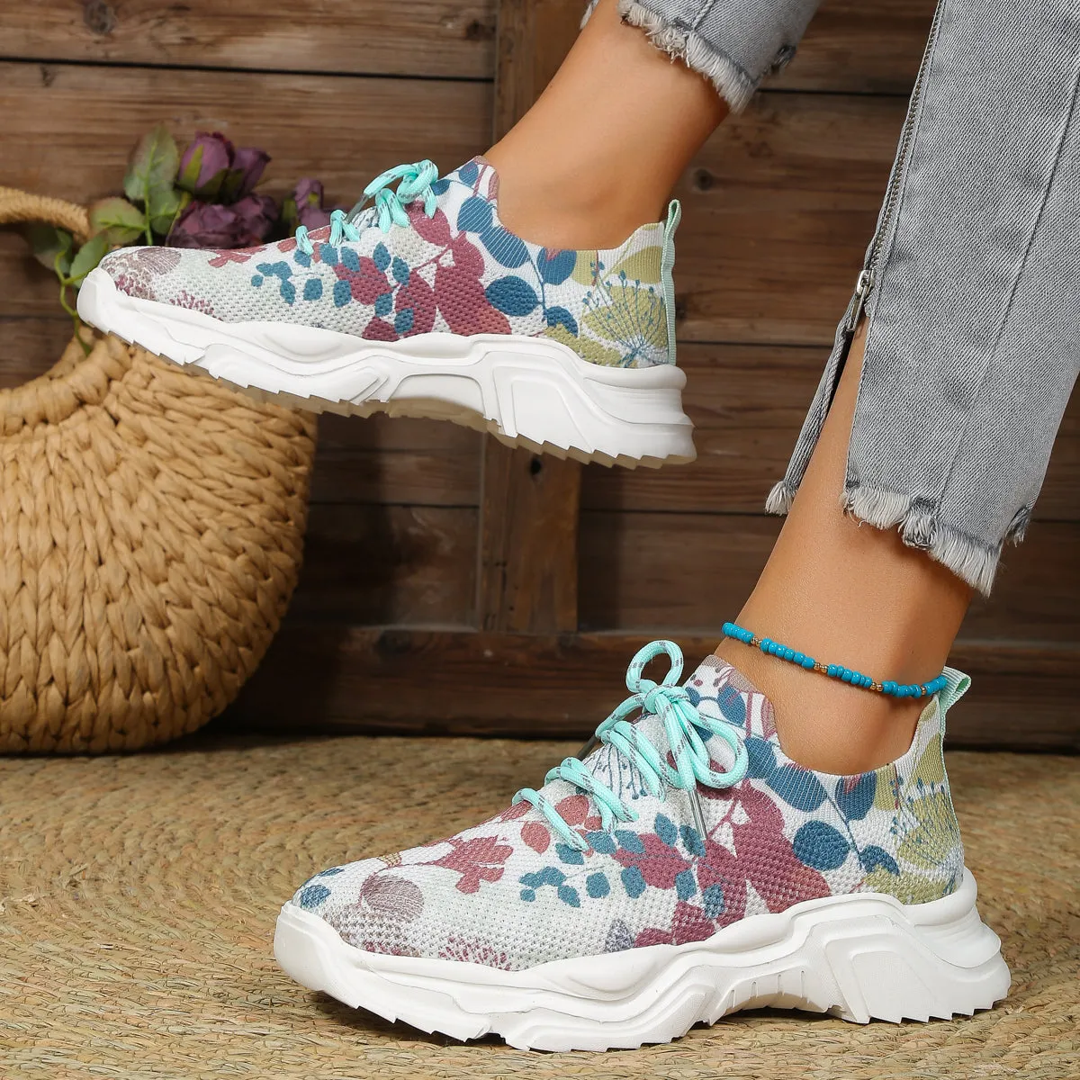 Elora | Comfort Fit | Breathable Shoe with Floral Pattern