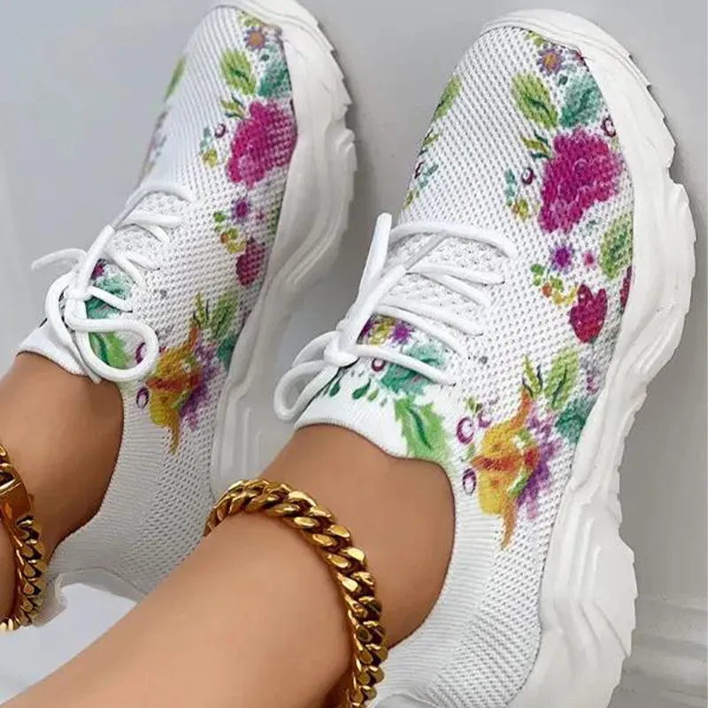 Elora | Comfort Fit | Breathable Shoe with Floral Pattern