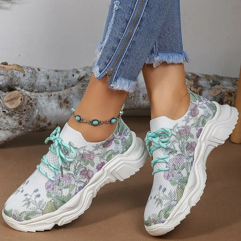 Elora | Comfort Fit | Breathable Shoe with Floral Pattern