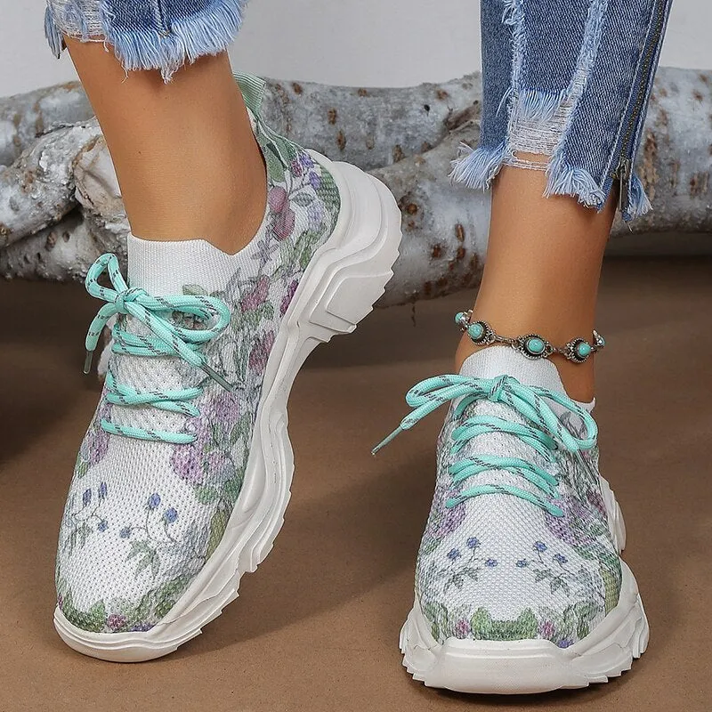 Elora | Comfort Fit | Breathable Shoe with Floral Pattern