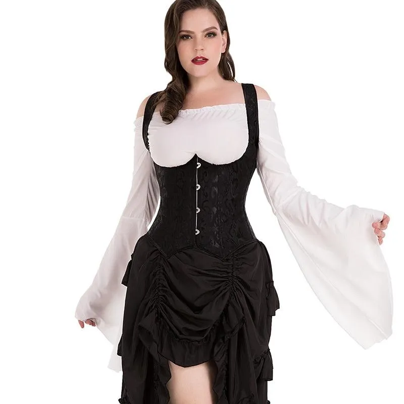Gorgeous X New Steampunk Steel Boned Lace up Back Sexy Body Bustier Overbust Corset Women Waist Cincher Corsets Black Plus Size S-6XL(FH)(FHW1)(1U31)(1U24)(TSP4)