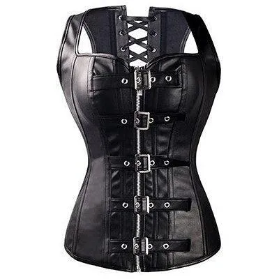 Gorgeous X New Steampunk Steel Boned Lace up Back Sexy Body Bustier Overbust Corset Women Waist Cincher Corsets Black Plus Size S-6XL(FH)(FHW1)(1U31)(1U24)(TSP4)