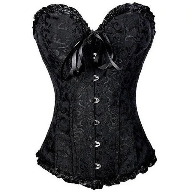 Gorgeous X New Steampunk Steel Boned Lace up Back Sexy Body Bustier Overbust Corset Women Waist Cincher Corsets Black Plus Size S-6XL(FH)(FHW1)(1U31)(1U24)(TSP4)