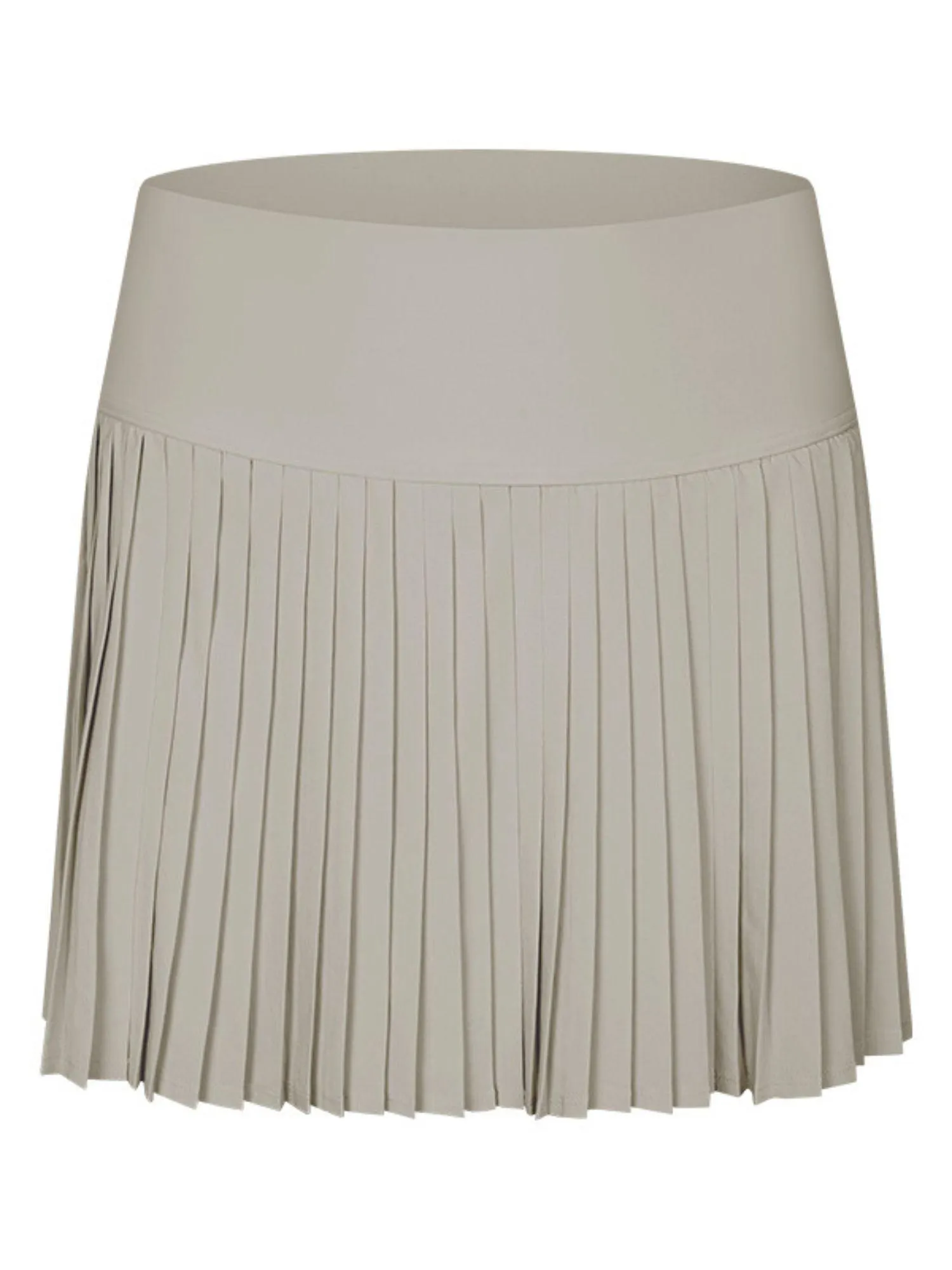 Khaki "Maddie" Full Pleat Active Skirt with Pockets in Shorts Liner