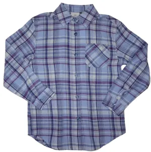 Mid Girls Egret Plaid LS Tunic Shirt