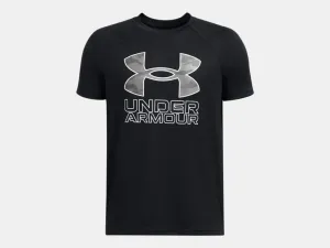 Under Armour Boys Black Tech Hybrid Print SS Tshirt