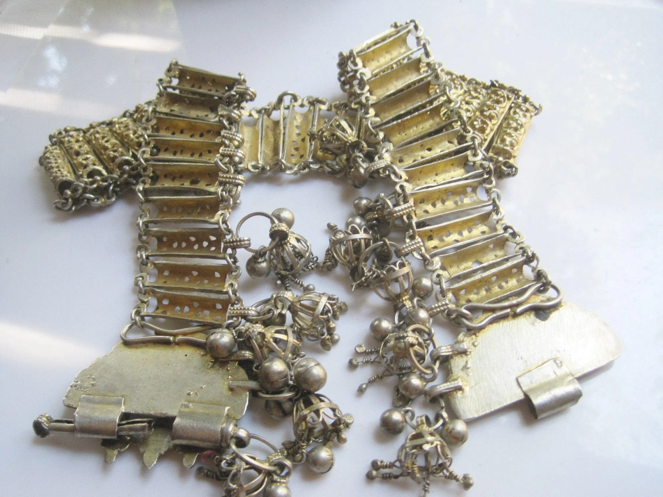 Vintage Silver Yemeni Belt with Gold Gilt